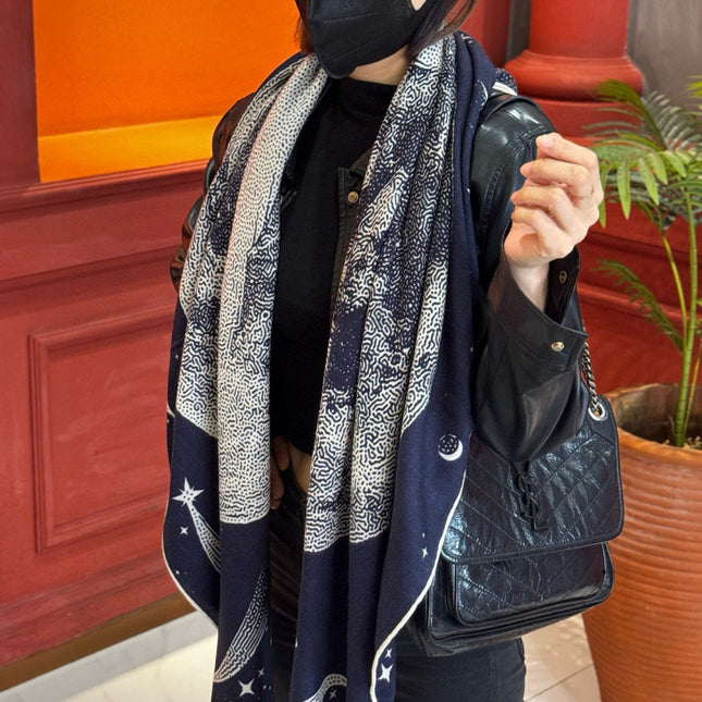 HERMES 25S SCARF 140 IN SILK CASHMERE 987418