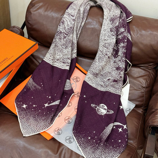 HERMES 25S SCARF 140 IN SILK CASHMERE 987419