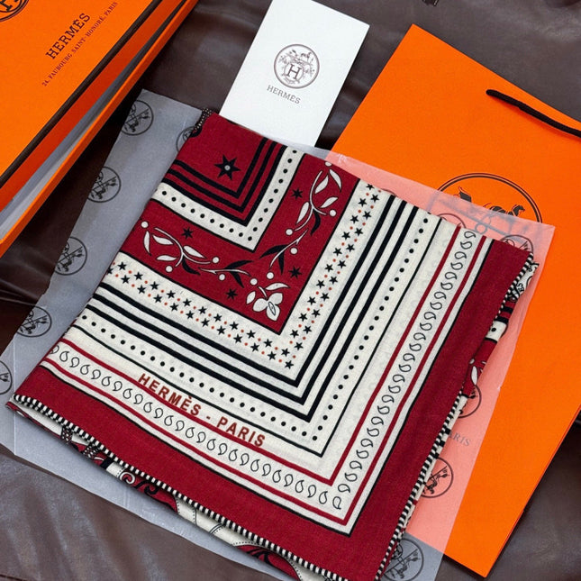 HERMES 25S SCARF 140 IN SILK CASHMERE 991679