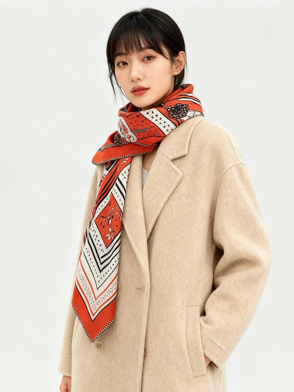 HERMES 25S SCARF 140 IN SILK CASHMERE 991680