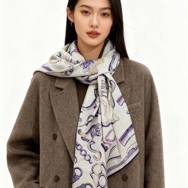 HERMES 25S SCARF 137 IN SILK CASHMERE 991688