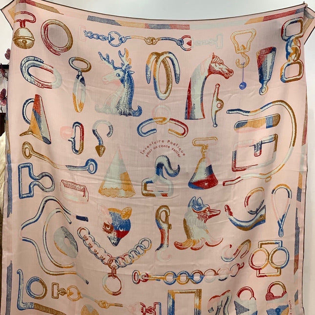 HERMES 26S SCARF 140 IN CASHMERE AND SILK 303158