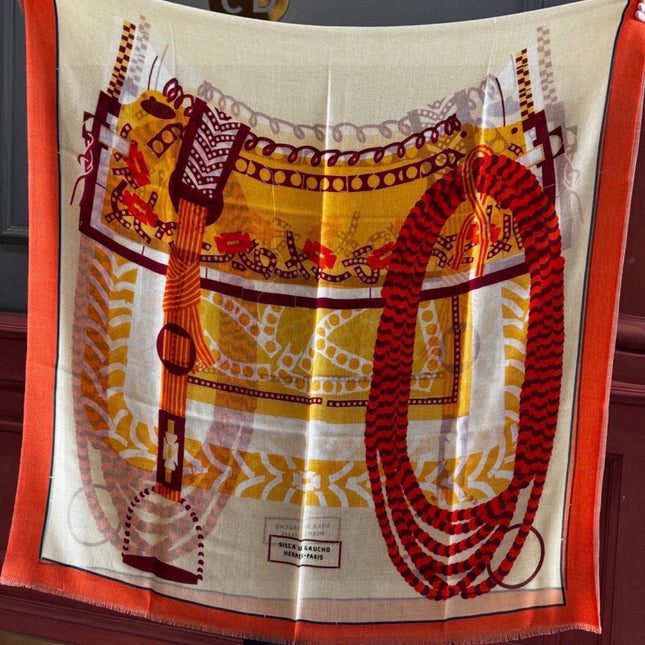 HERMES 26S LONG SCARF 200 IN CASHMERE AND SILK 306085