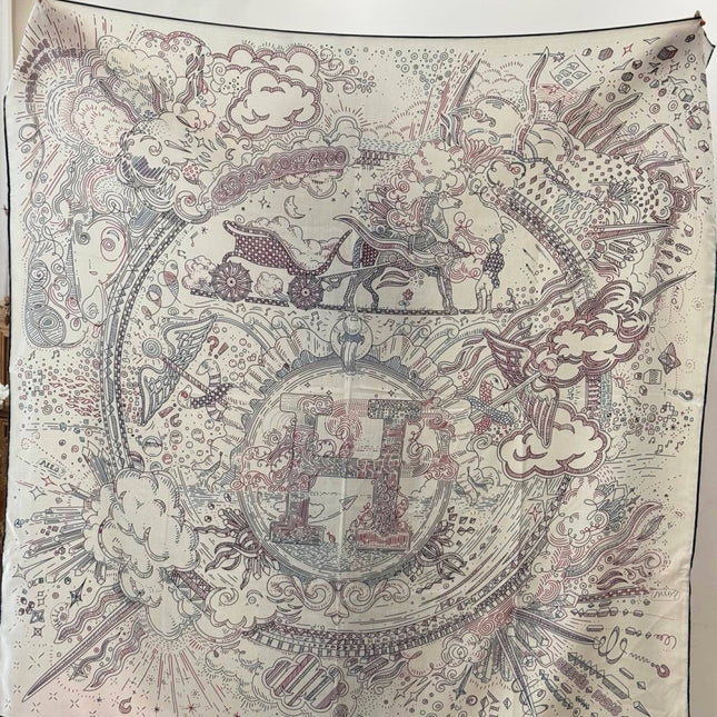 HERMES 26S PRINTED SQUARE SCARF 135 IN SILK 311976