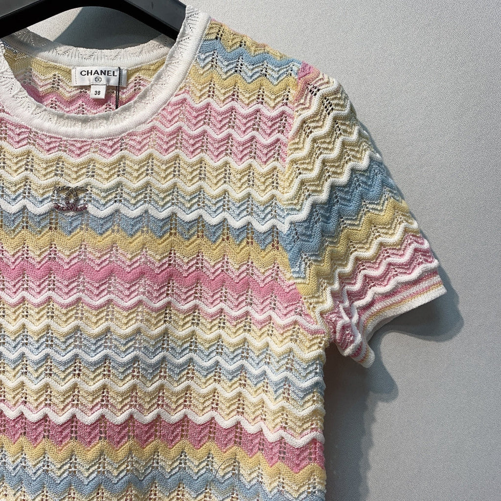 CHANEL 26S SHORT-SLEEVE KNIT TOP STYLE 1107