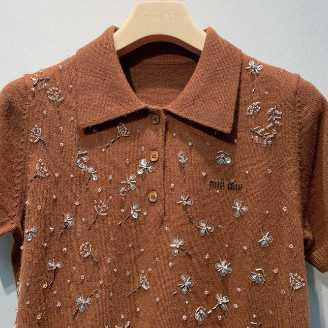 MIUMIU 26S SHORT SLEEVED KNIT POLO SHIRT 1234
