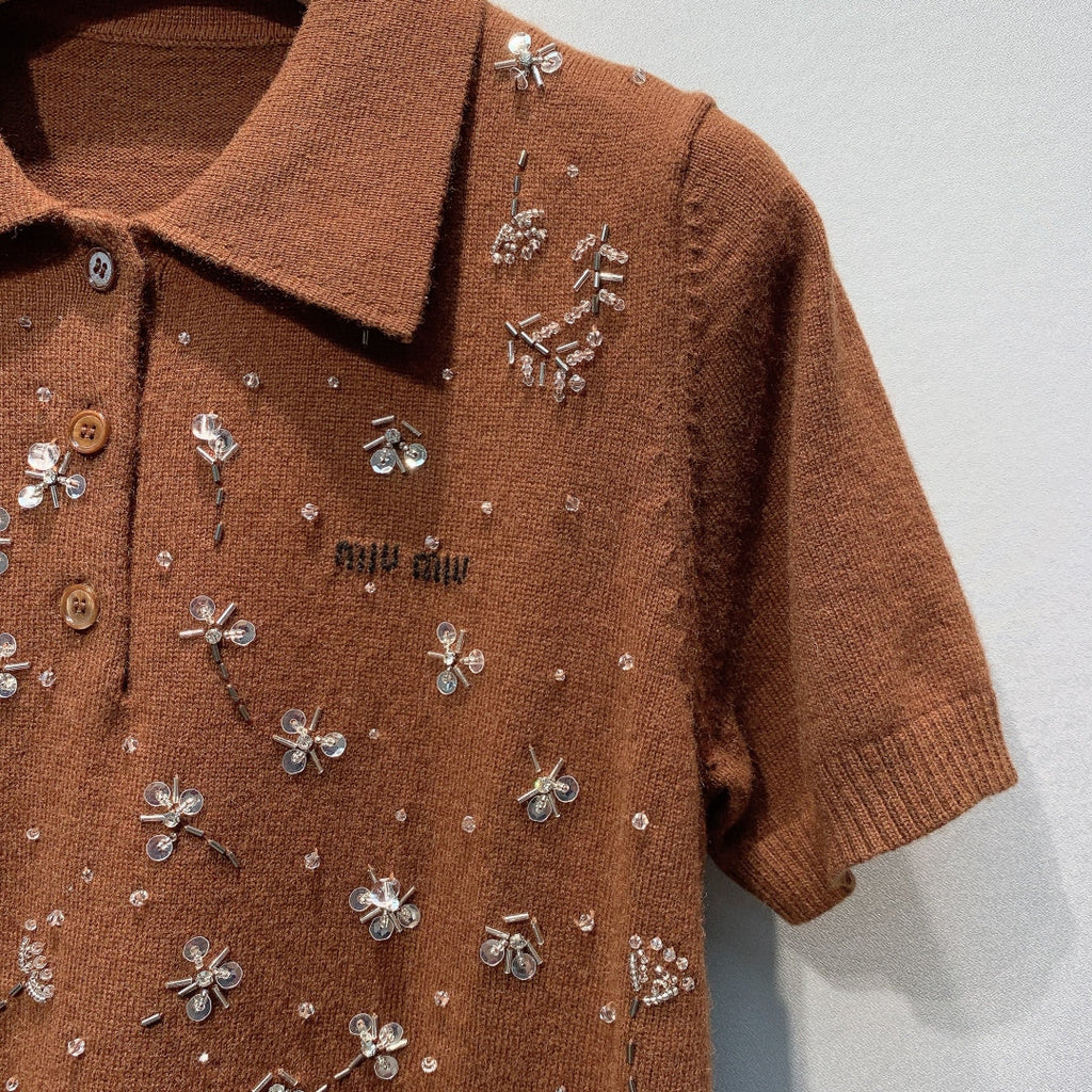MIUMIU 26S SHORT SLEEVED KNIT POLO SHIRT 1234
