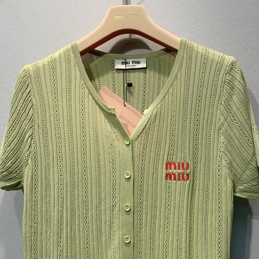 MIUMIU 26S SHORT SLEEVE KNIT TOP 1185
