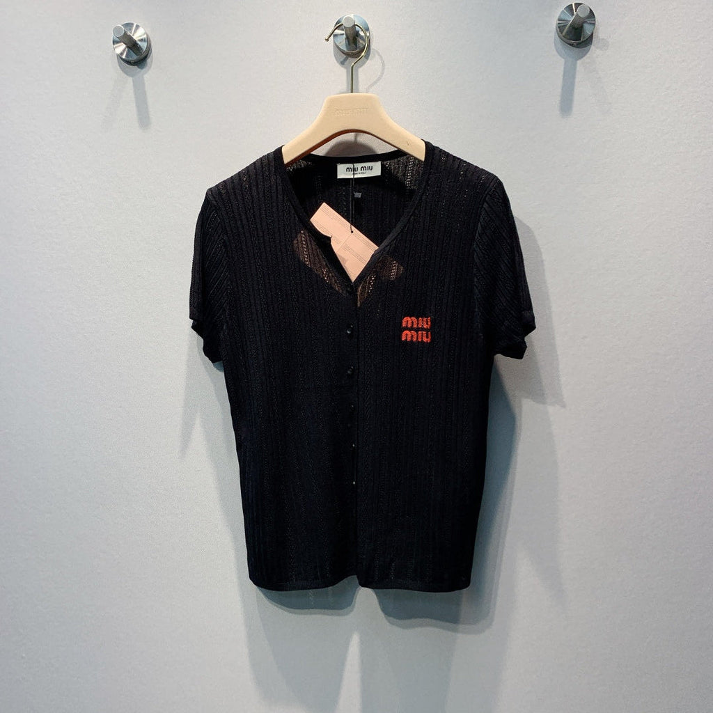 MIUMIU 26S SHORT SLEEVE KNIT TOP 1183