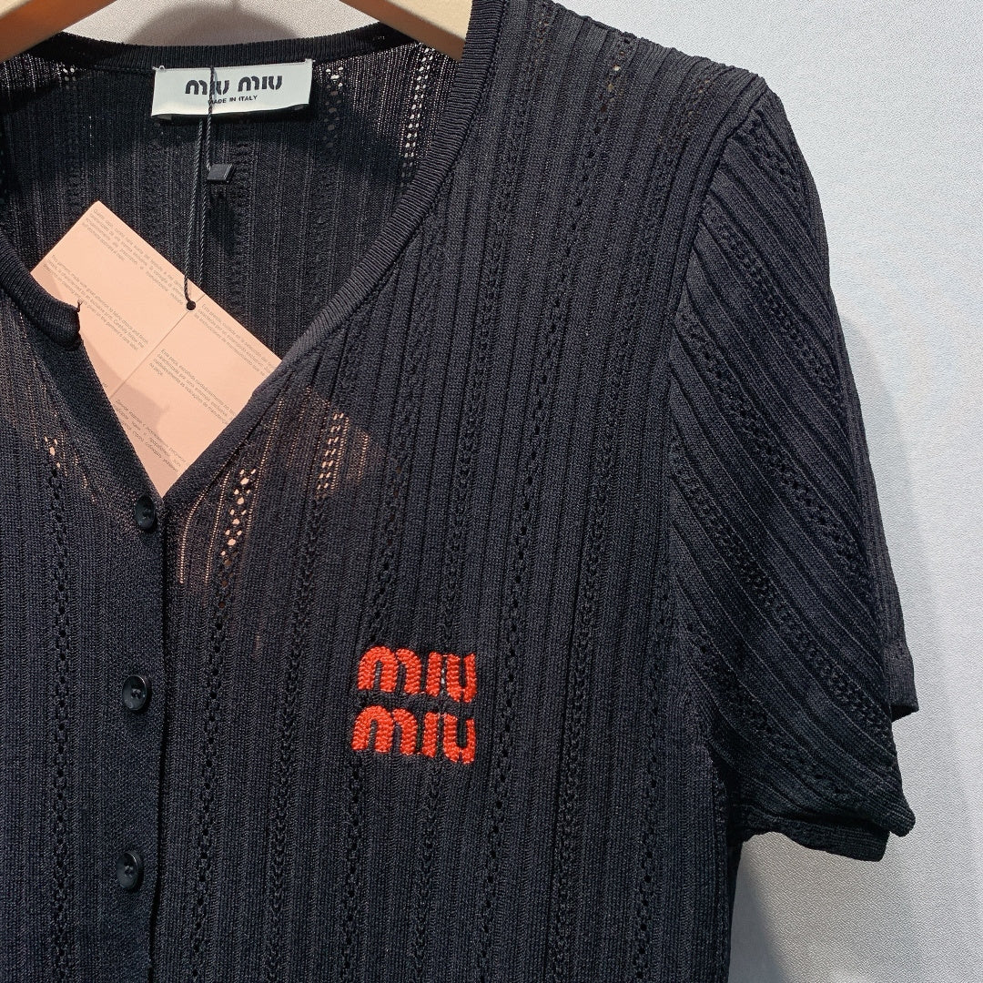 MIUMIU 26S SHORT SLEEVE KNIT TOP 1183