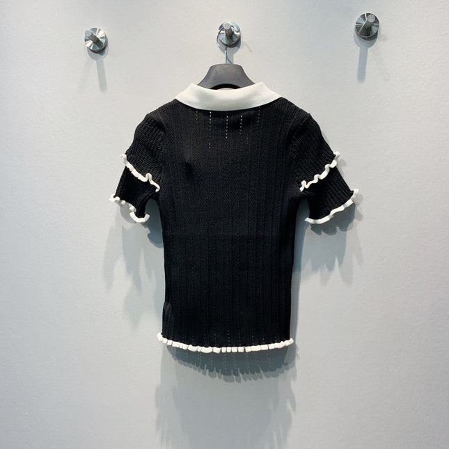 MIUMIU 26S SHORT SLEEVE KNIT POLO SHIRT 1180