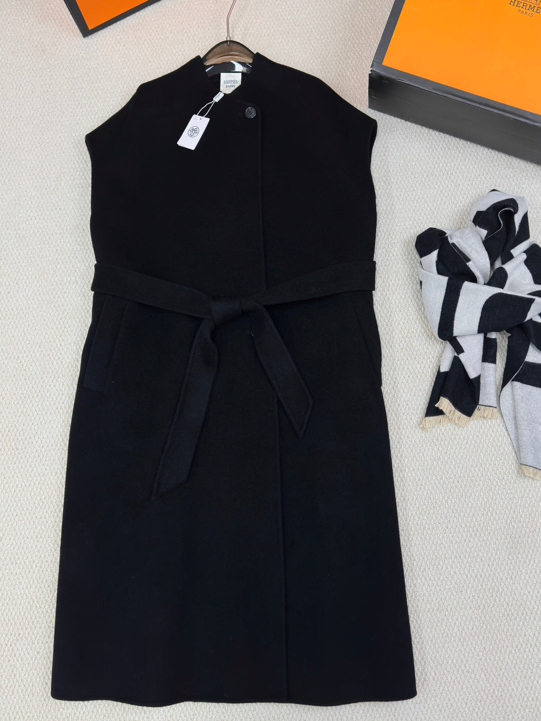 HERMES 25S LONG SLEEVELESS CASHMERE VEST 190