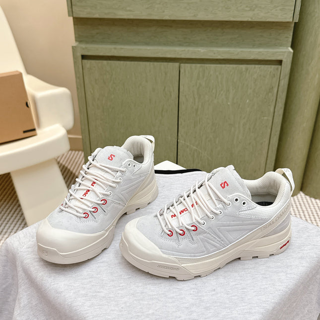 ALO 25S SALOMON X-ALP PANHUI SNEAKER IN WHITE SUEDE