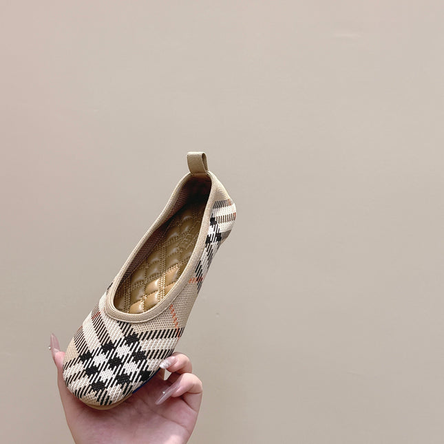 BURBERRY 26S BALLET FLATS IN BEIGE AND BLACK KNIT STYLE 1