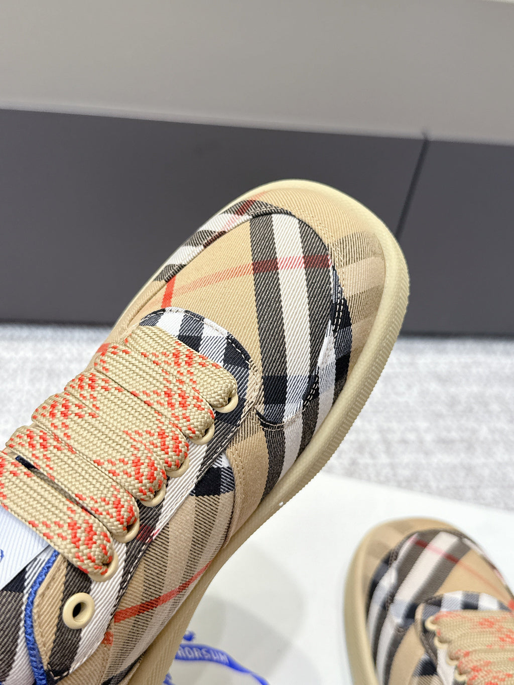 THE BURBERRY CHECK TERRACE SNEAKERS IN BROWN CANVAS
