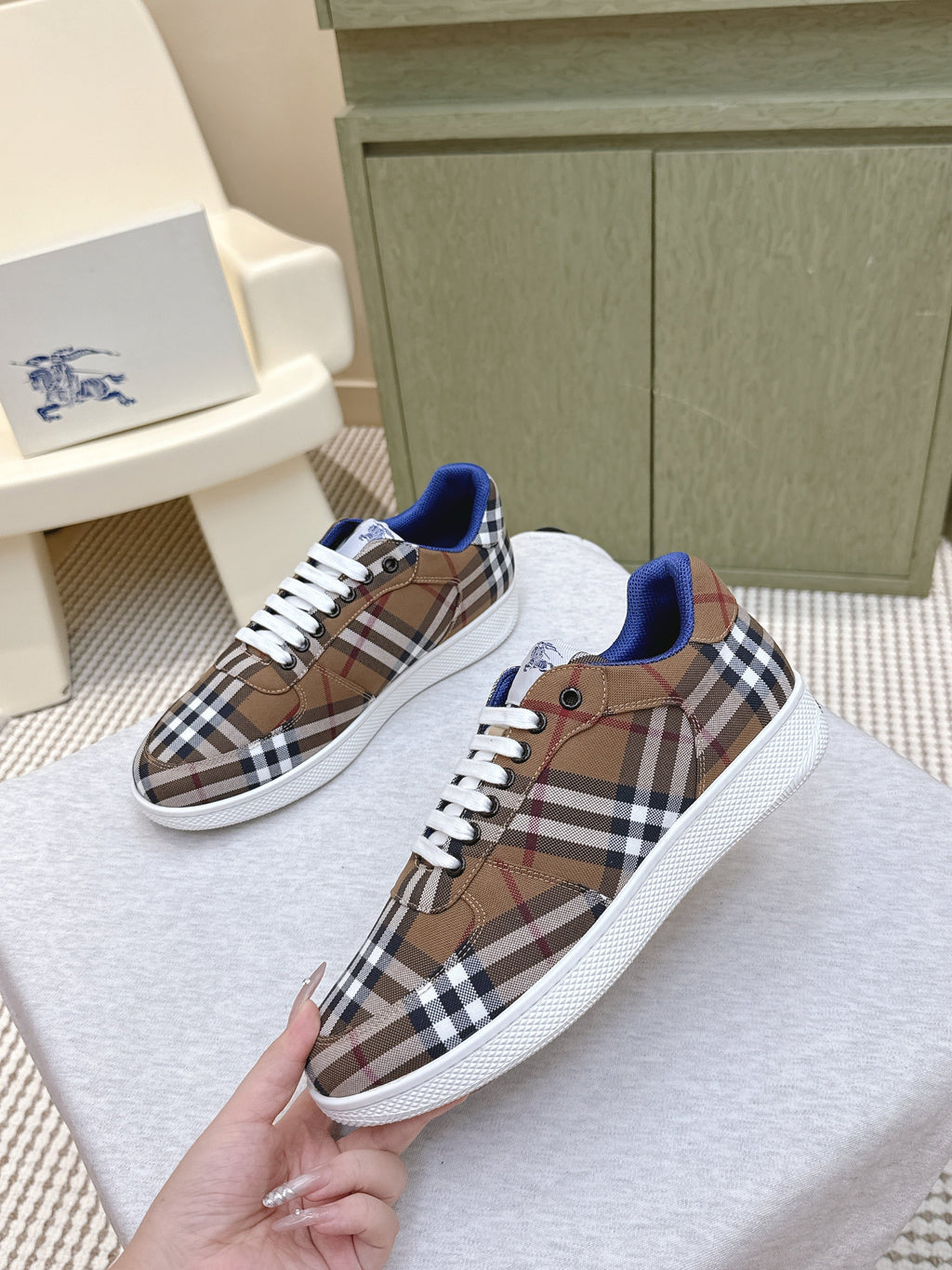 BURBERRY 26S PLAID TERRACE SNEAKERS IN BROWN CANVAS STYLE 12
