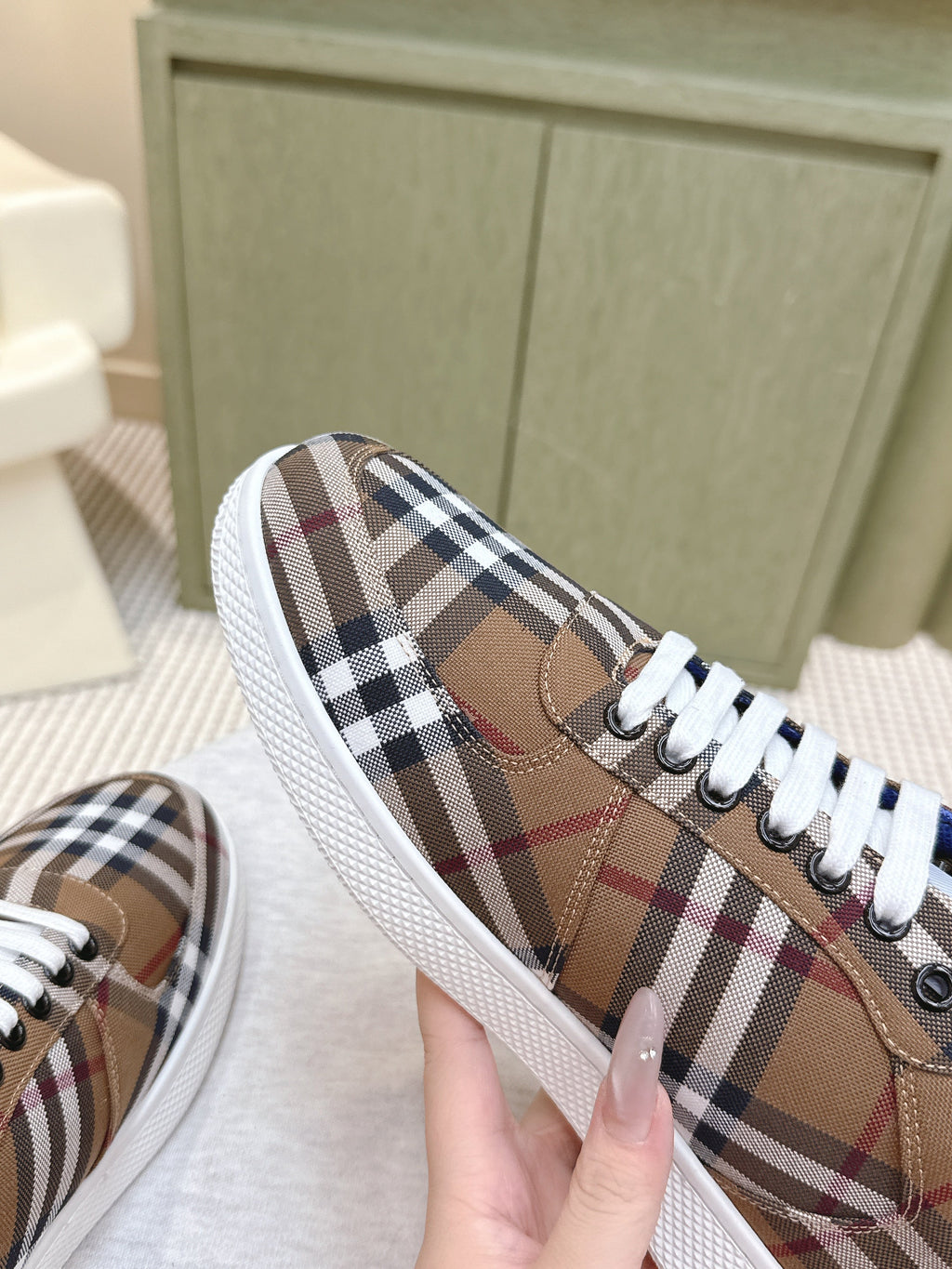 BURBERRY 26S PLAID TERRACE SNEAKERS IN BROWN CANVAS STYLE 12