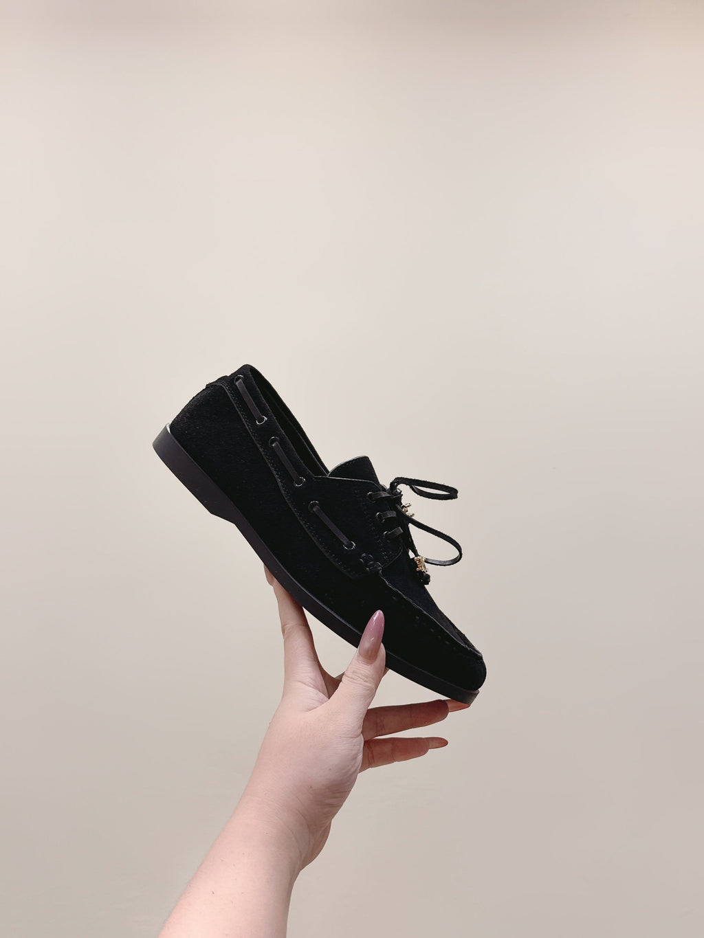 CELINE 26S LACE-UP LOAFERS IN BLACK SUEDE