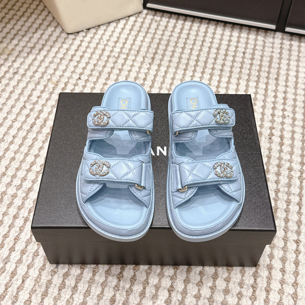 CHANEL 26S SANDALS IN LIGHT BLUE CALFSKIN
