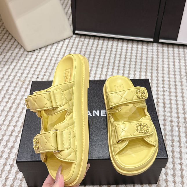 CHANEL 26S SANDALS IN YELLOW CALFSKIN