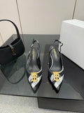 BURBERRY 26S SLINGBACK HEELS 85 MM IN STRIPED COLOR COORDINATION FABRIC WITH GOLD HARDWARE STYLE 6