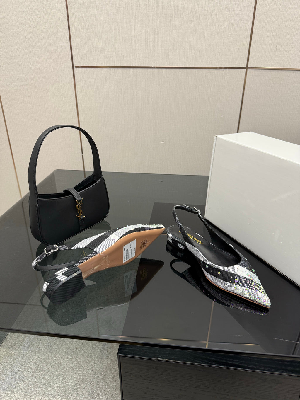BURBERRY 26S SLINGBACK IN STRIPED COLOR COORDINATION FABRIC STYLE 3