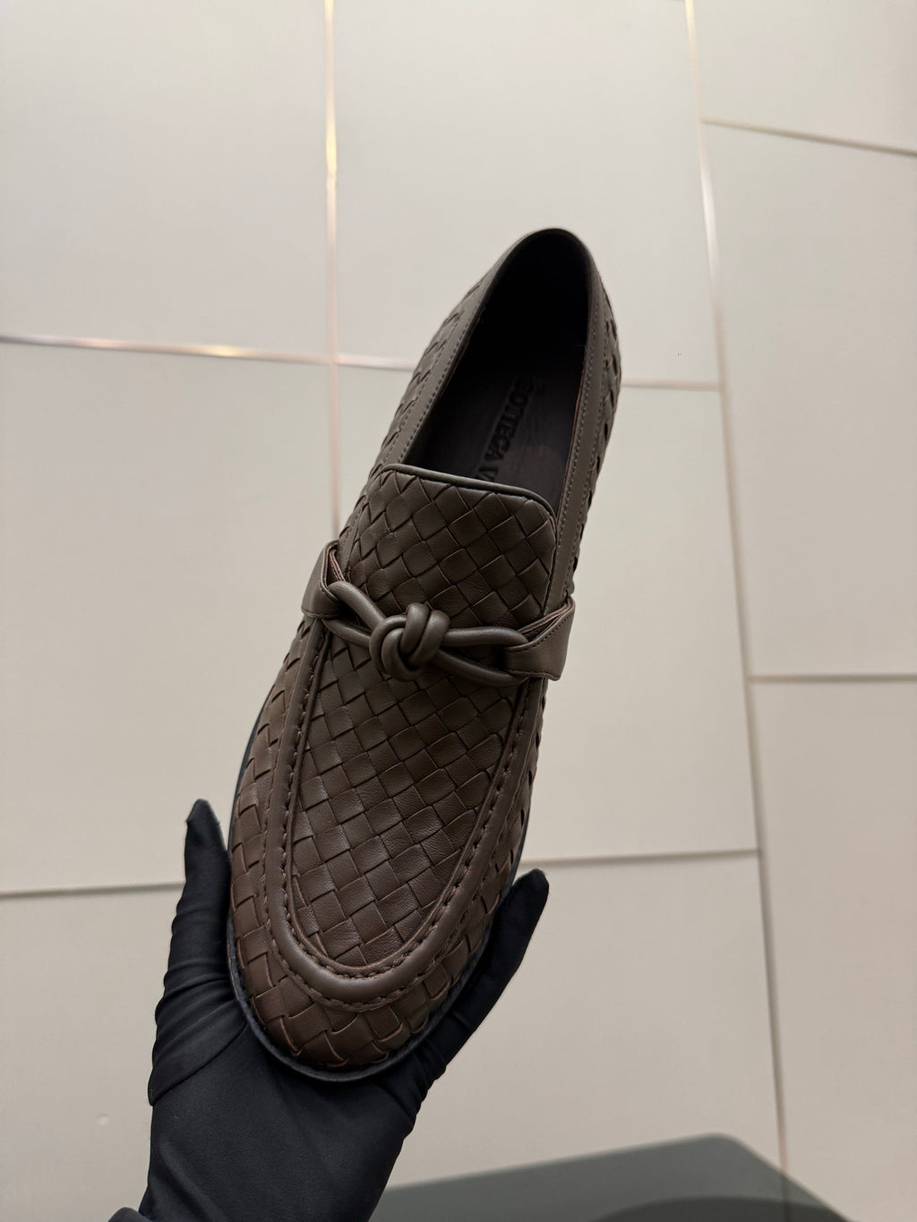 BOTTEGA VENETA 26S LOAFERS IN BROWN TECHNICAL WOVEN CALFSKIN
