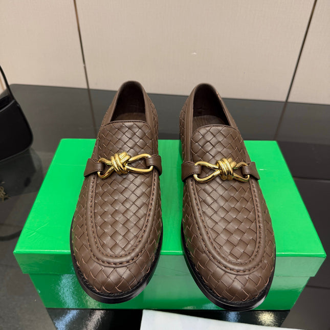 BOTTEGA VENETA 26S LOAFERS IN BROWN TECHNICAL WOVEN CALFSKIN STYLE 3