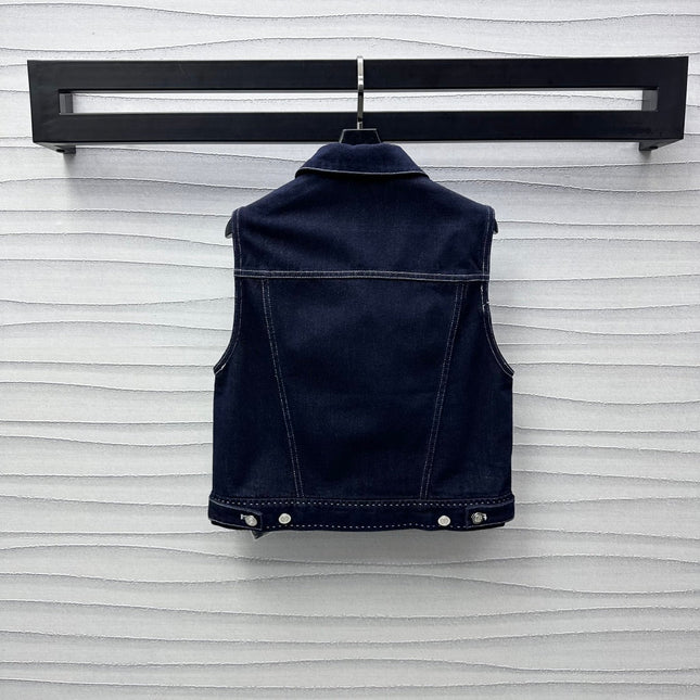 Fendi 25C Embroidered Denim Vest 228894