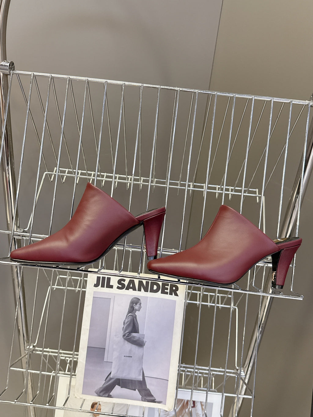 YSL 25S HIGH-HEEL SANDALS 75 MM IN DARK RED LAMBSKIN