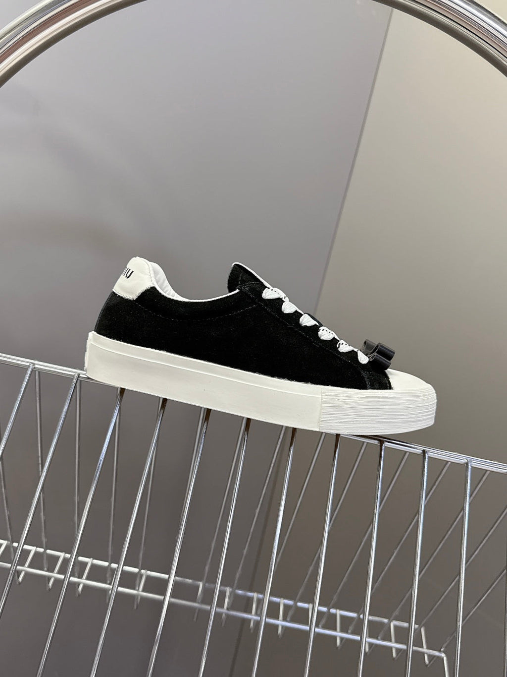 MIUMIU 25S SNEAKERS IN BLACK SUEDE