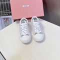 MIUMIU 25S SNEAKERS IN WHITE SUEDE