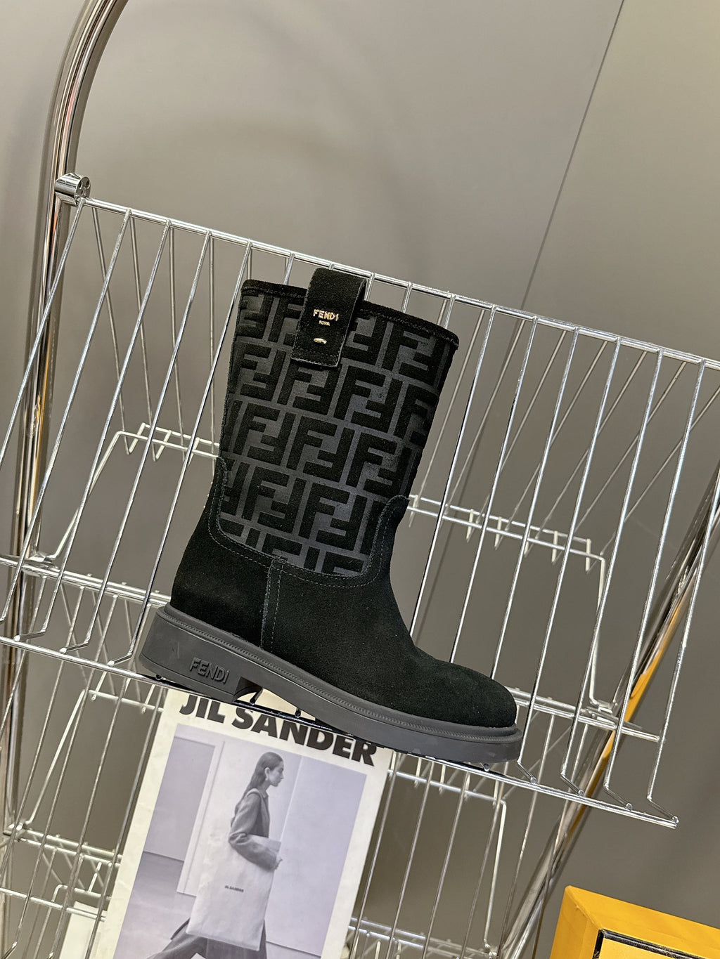 FENDI 25S BOOTS IN BLACK SUEDE