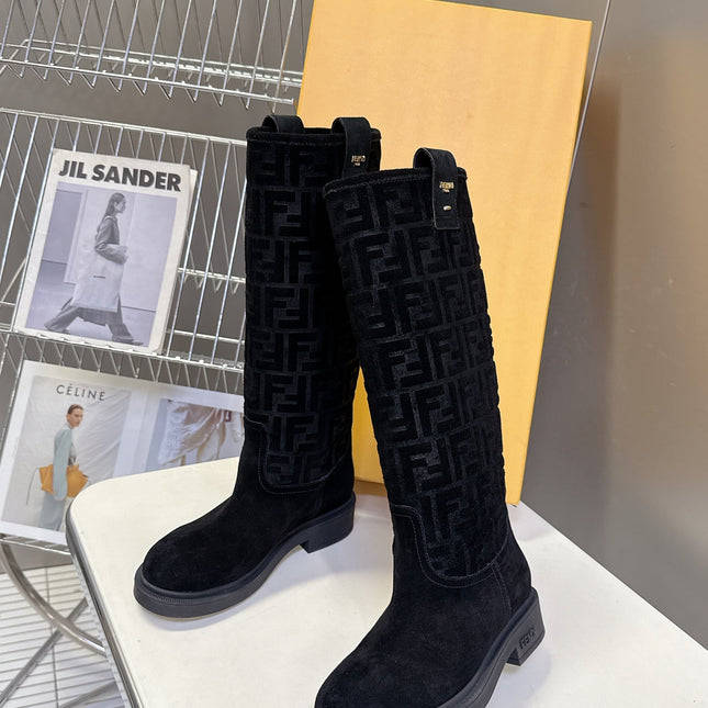 FENDI 25S HIGH-CUT BOOTS IN BLACK SUEDE