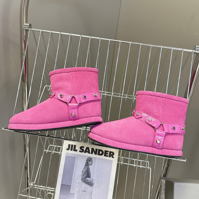 BALENCIAGA 25S ALASKA ANKLE BOOTS IN PINK SUEDE AND LAMBSKIN
