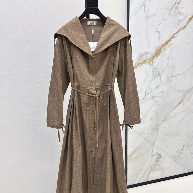 HERMES 26S LONG COAT DRESS 518