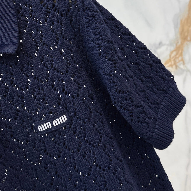 MIUMIU 26S SHORT-SLEEVED KNIT POLO SHIRT STYLE 1041