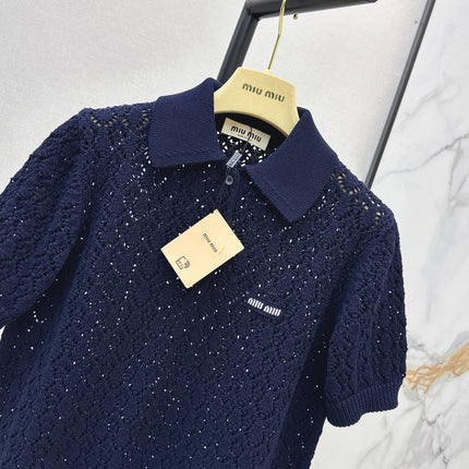 MIUMIU 26S SHORT-SLEEVED KNIT POLO SHIRT STYLE 1041