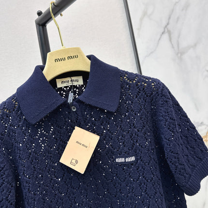 MIUMIU 26S SHORT-SLEEVED KNIT POLO SHIRT STYLE 1041