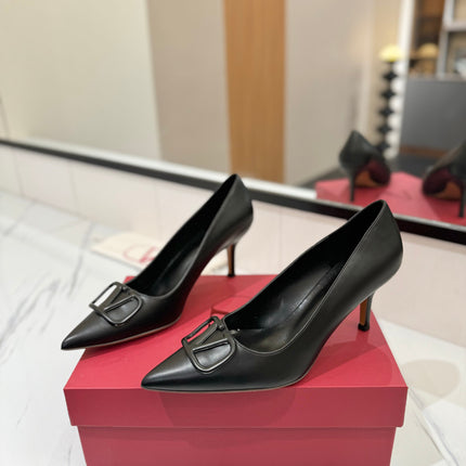 VALENTINO 26S HIGH HEELS 75 MM IN BLACK SMOOTH CALFSKIN