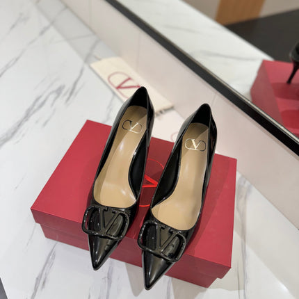 VALENTINO 26S HIGH HEELS 75 MM IN BLACK PATENT CALFSKIN
