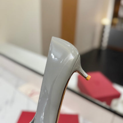 VALENTINO 26S HIGH HEELS 45 MM IN GREY PATENT CALFSKIN