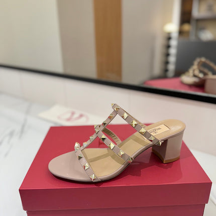 VALENTINO 26S HEELED SANDALS 60 MM IN NUDE CALFSKIN WITH GOLD STUDS