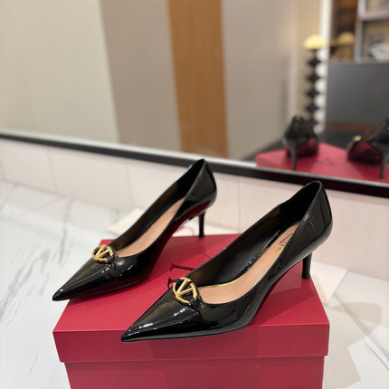 VALENTINO 26S POINTED-TOE PUMPS 65 MM IN BLACK PATENT CALFSKIN