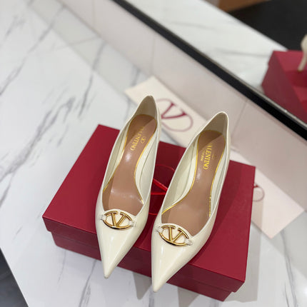 VALENTINO 26S POINTED-TOE PUMPS 65 MM IN WHITE PATENT CALFSKIN