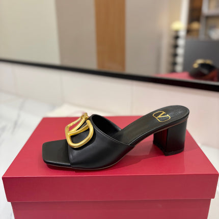VALENTINO 26S HIGH-HEEL SANDALS 60 MM IN BLACK CALFSKIN WITH GOLD HARDWARE