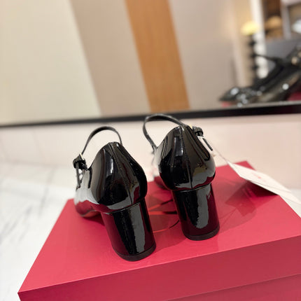 VALENTINO 26S MARY JANE HEELS 60 MM IN BLACK PATENT CALFSKIN