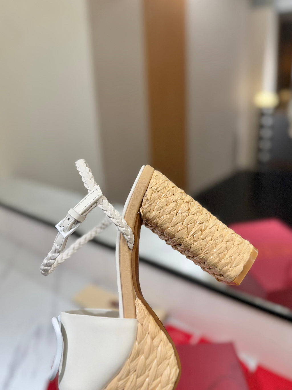 VLTN ESPADRILLE WEDGE SANDALS 25S 115 MM IN WHITE LAMBSKIN