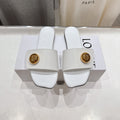 LOEWE 26S PEBBLE SLIDE IN WHITE CALFSKIN GOLD HARDWARE