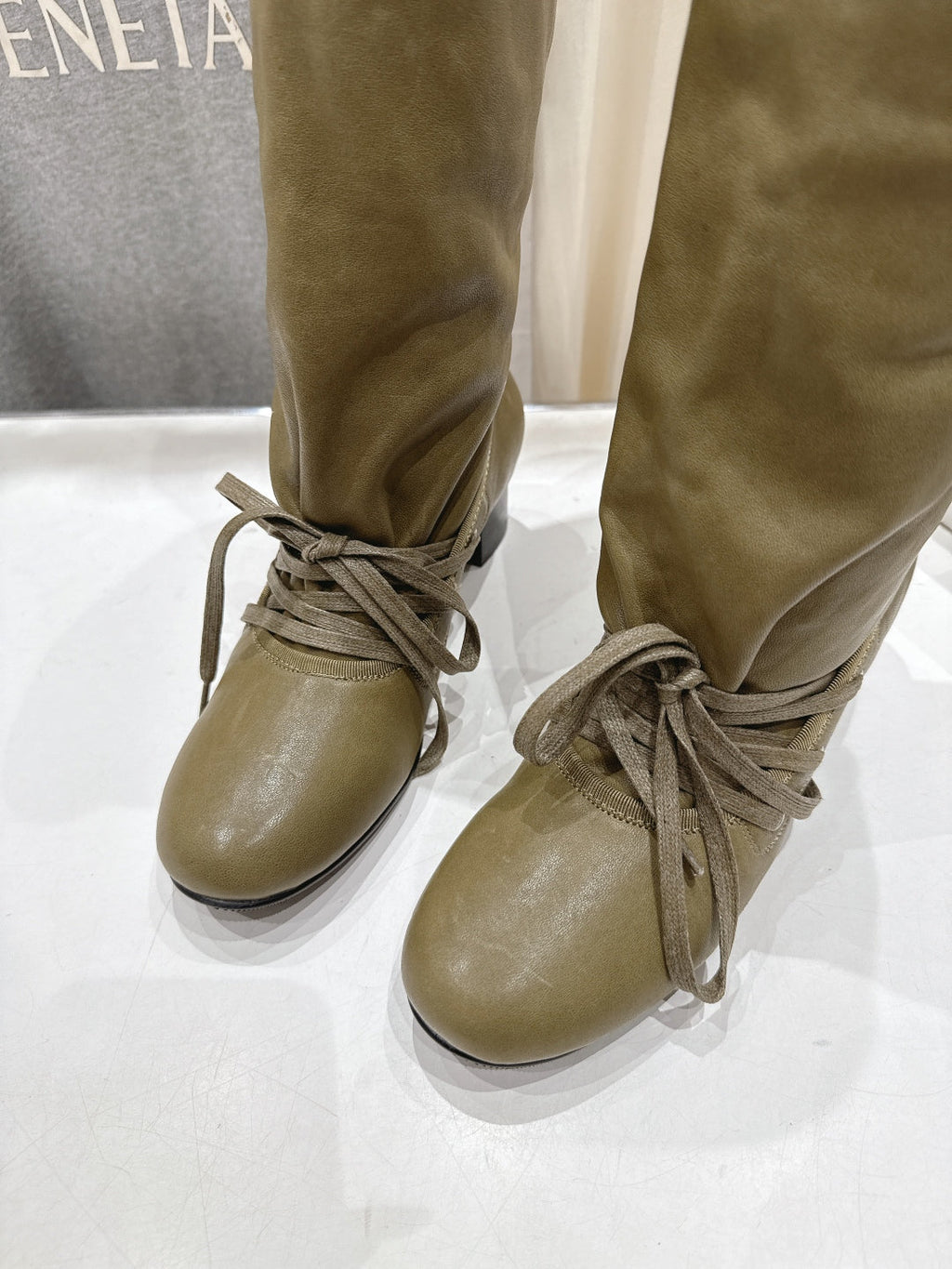 ALO 25S PALOMA WOOL TALL BOOTS 45 MM IN MOSS BROWN LAMBSKIN